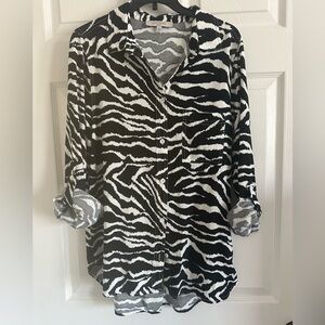 Chic Zebra Print Button Down Shirt